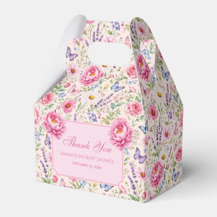 Pink Girl Baby Shower Butterflies in Garden Floral Favour Box