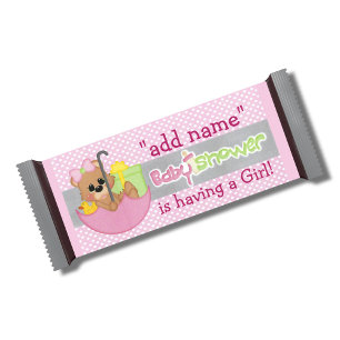 Pink Girl Baby Shower Candy Bar Wrapper Favour Notepad