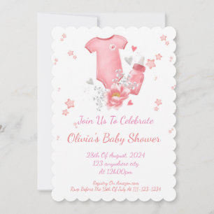 Pink girl baby shower Invitation