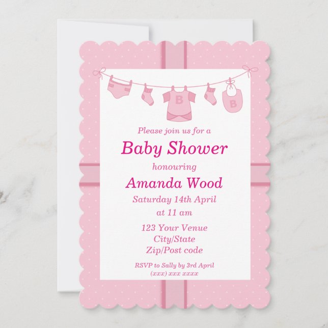 Pink Girl Baby Shower Invitation (Front)
