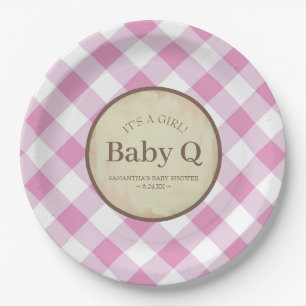 Pink Girl Baby Shower Paper Plate