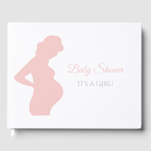 Pink Girl Baby Shower Pregnant Woman Baby Bump Guest Book