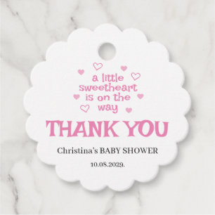 Pink Girl Baby Shower Scalloped Favour Tags