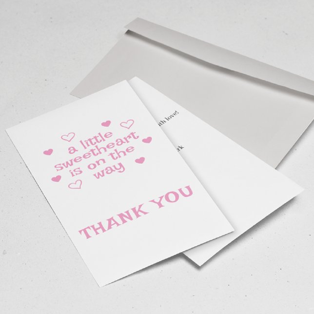  Pink Girl Baby Shower Thank You Flat Card (Creator Uploaded)