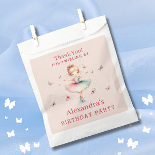 Pink Girl Ballerina Butterflies Birthday Thank You Favour Bags