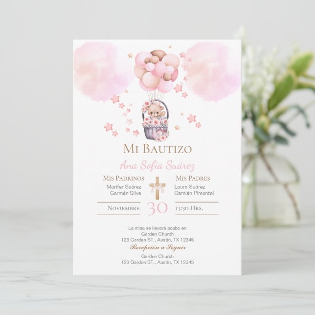 Pink Girl Baptism Invitation (Standing Front)