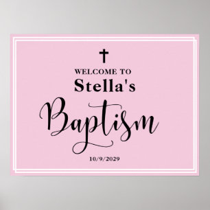 Pink Girl Baptism Welcome Poster
