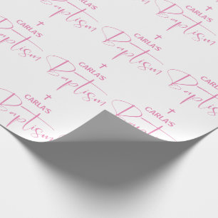 Pink Girl Baptism Wrapping Paper