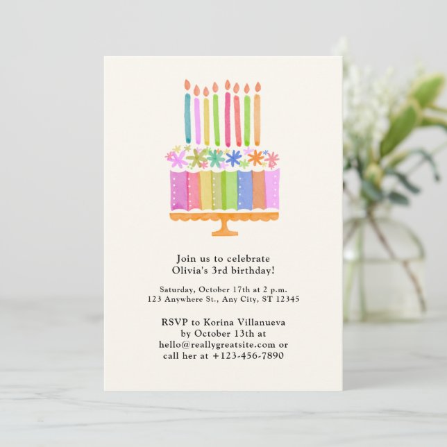 Pink Girl Birthday Invitation (Standing Front)
