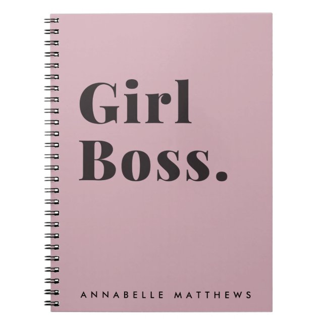 Pink Girl Boss Babe Small Business Owner Notebook (Front)
