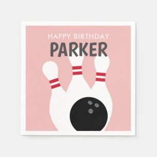 Pink Girl Bowling Birthday Party  Napkin