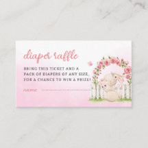 Pink Girl Bunny Boho Diaper Raffle Baby Shower