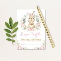 Pink Girl Bunny Rabbit Diaper Raffle Baby Shower