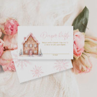 Pink Girl Christmas Diaper Raffle Ticket
