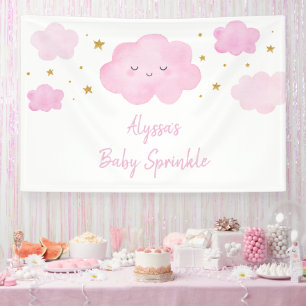 Pink Girl Cloud Stars Baby Sprinkle Banner