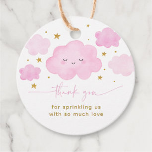 Pink Girl Cloud Stars Baby Sprinkle Favour Tags