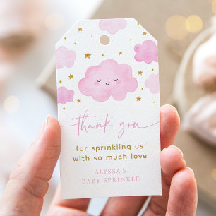 Pink Girl Cloud Stars Baby Sprinkle Gift Tags