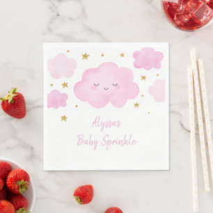 Pink Girl Cloud Stars Baby Sprinkle Napkin