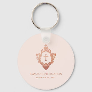 Pink Girl Confirmation Favours Rose Gold Crest  Key Ring