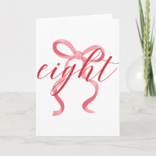Pink Girl Coquette Bow 8 Year Old 8th Birthday Par Card