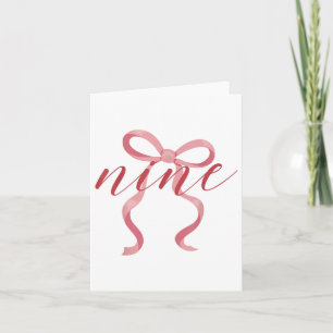 Pink Girl Coquette Bow 9 Year Old 9th Birthday Par Card