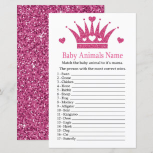 Pink Girl Crown Baby Animals Name Game