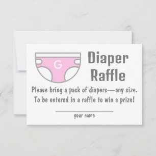 Pink Girl Diaper Raffle Baby Shower Enclosure Card