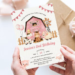 Pink Girl Farm Animals 2nd Birthday Party  Invitation<br><div class="desc">Pink Girl Farm Animals 2nd Birthday Party Invitation</div>