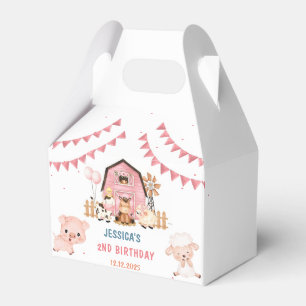 Pink Girl Farm Animals Birthday Party Favour Box