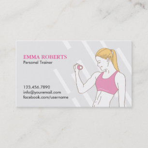 Pink Girl Fitness Personal Trainer Classy Plain Business Card