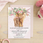 Pink Girl Floral Highland Cow Calf Baby Shower   Invitation<br><div class="desc">This design may be personalized in the area provided by changing the photo and/or text. Or it can be customized by clicking Personalize this Template and then choosing the click to customize further option and delete or change the color of the background, add text, change the text color or style,...</div>