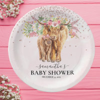 Pink Girl Floral Highland Cow Calf Baby Shower