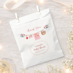 Pink Girl Flower Apple Clothesline Baby Shower Favour Bags