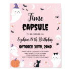 Pink Girl Ghost Birthday Time Capsule Sign