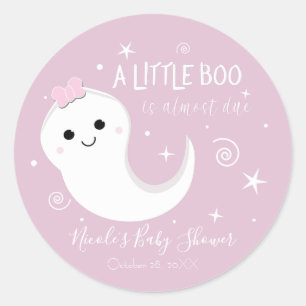 Pink Girl Ghost BOO Halloween Baby Shower Classic Round Sticker