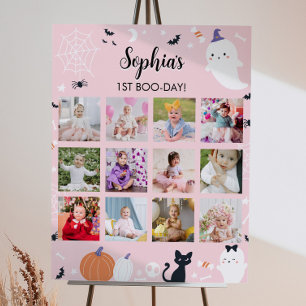 Pink Girl Ghost First Year Photo Milestone Sign