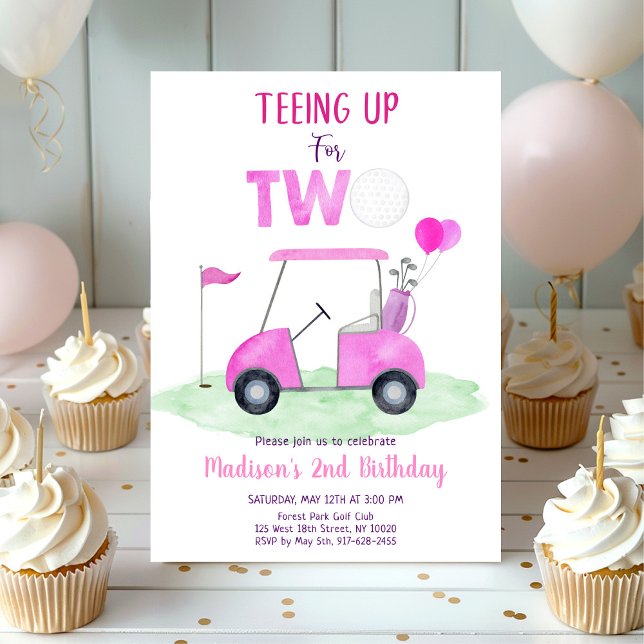 Pink Girl Golf Second Birthday Invitation (Creator Uploaded)