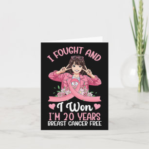 Pink Girl I Fought And I Won I'm 20 Years Breast C Card