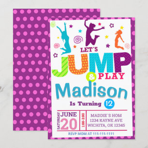 PINK GIRL JUMP PARTY BIRTHDAY INVITATION TEMPLATE