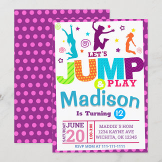 PINK GIRL JUMP PARTY BIRTHDAY INVITATION TEMPLATE