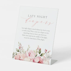 Pink Girl Late Night Diapers Baby Shower Sign
