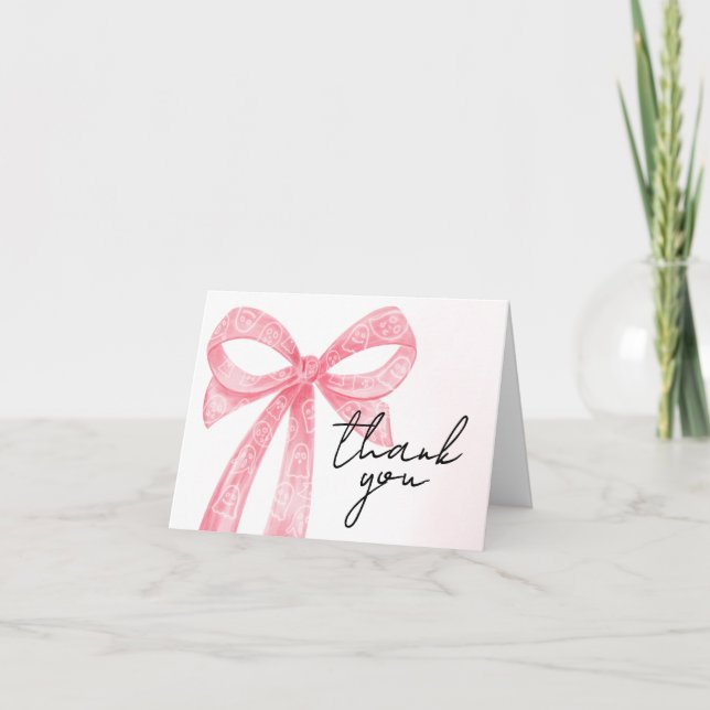 Pink Girl Little Boo Halloween Baby Shower Thank You Card (Front)