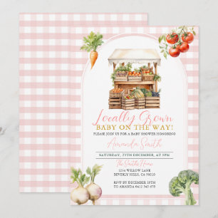 Pink Girl Locally Grown Fresh Market Baby Shower  Invitation