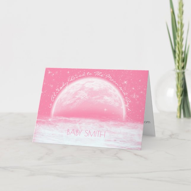 Pink Girl Love to the Moon and Back Baby Shower Invitation (Front)