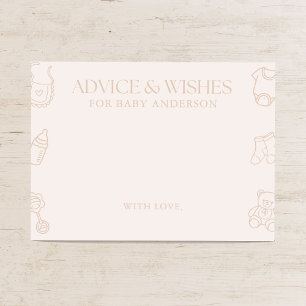 Pink Girl Minimal Baby Shower Advice and Wishes Enclosure Card