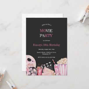 PINK GIRL MOVIE NIGHT PARTY INVITATION