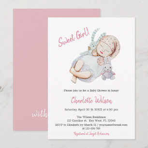 Pink Girl Newborn Baby Shower invitation