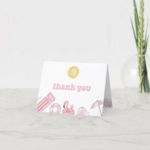 Pink Girl Pool Party Baby Shower Thank You Card