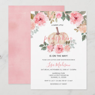 Pink Girl Pumpkin is on the Way Baby Shower Invitation