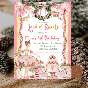 Pink Girl Quirky Land of Sweets Birthday Invitation